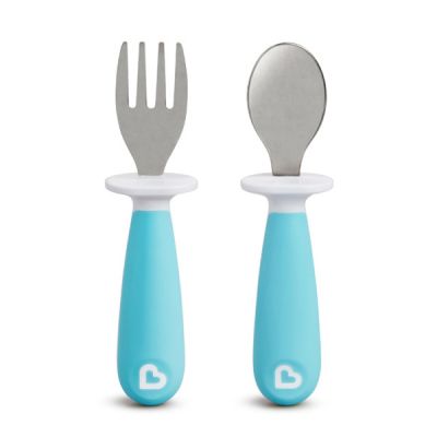 Munchkin Set Furculita Si Lingurita Pentru Copii, Raise, Set 2 Buc., 12L+ LIGHT BLUE