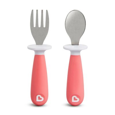 Munchkin Set Furculita Si Lingurita Pentru Copii, Raise, Set 2 Buc., 12L+ LIGHT PINK