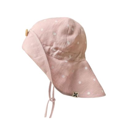 Palarie Ajustabila Din In Organic Dusty Pink Cu Buline Pjbc1813