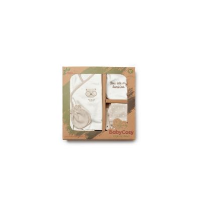 Set de 5 piese pentru nou nascut, 100% bumbac organic, TeddyBear, BabyCosy JEMBC-CSY8126
