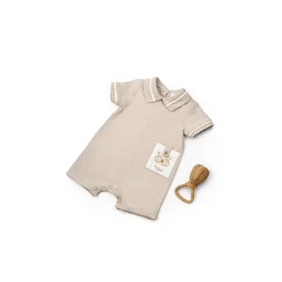 Salopeta cu guler TeddyBear, BabyCosy, 100% bumbac organic (Marime: 12-18 Luni) JEMBC-CSYM7105-12