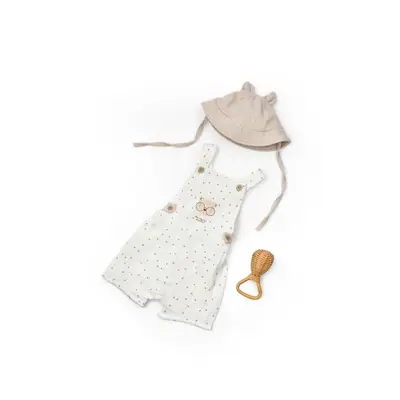 Salopeta cu palariuta TeddyBear, BabyCosy, 100% bumbac organic (Marime: 3-6 Luni) JEMBC-CSYM7106-3