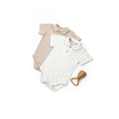 Set 2 body-uri cu guler TeddyBear, BabyCosy, 100% bumbac (Marime: 6-9 luni) JEMBC-CSYM7100-6