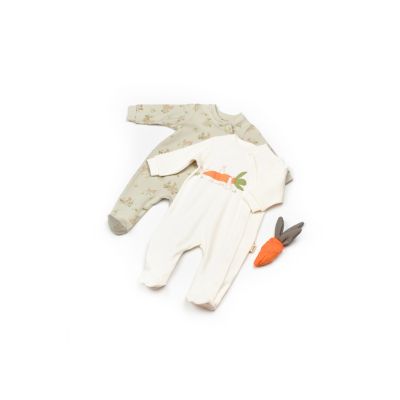 Set 2 salopete Rabbit, 100%bumbac organic, BabyCosy (Marime: 3-6 Luni) JEMBC-CSY5820-3