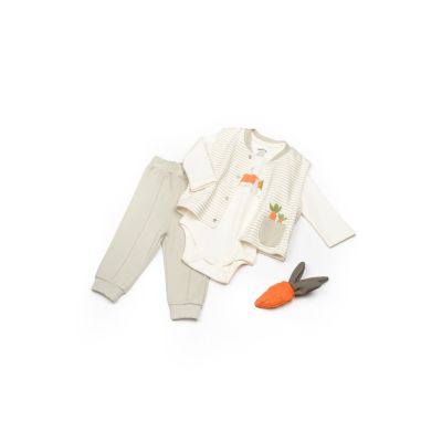 Set 3 piese: body, pantalon si vesta Rabbit, 100% bumbac organic, BabyCosy (Marime: 3-6 Luni) JEMBC-CSY2018-3