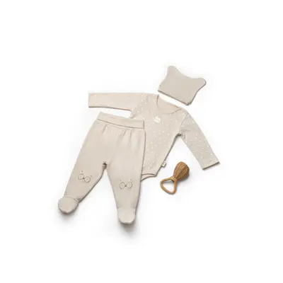 Set 3 piese: body, pantaloni si caciulita TeddyBear, BabyCosy, 100% bumbac (Marime: 6-9 luni) JEMBC-CSY8113-6