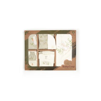 Set de 10 piese pentru nou nascut, 100% bumbac organic, Rabbit, BabyCosy JEMBC-CSY5113