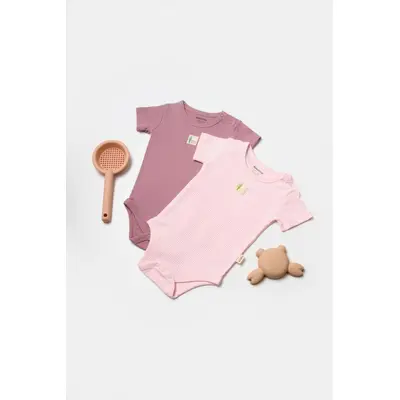 Set 2 body Bamboo,roz, BabyCosy, 50% bumbac+50%bambus (Marime: 6-9 luni) JEMBC-CSYB9015-6