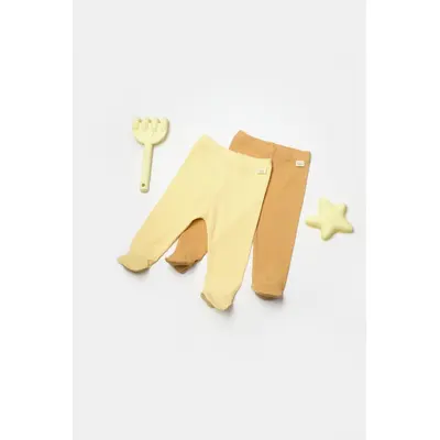 Set 2 pantaloni Bamboo, galben, BabyCosy, 50%bumbac+50% bambus (Marime: 3-6 Luni) JEMBC-CSYB9028-3