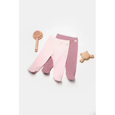 Set 2 pantaloni Bamboo, roz, BabyCosy, 50%bumbac+50% bambus (Marime: 3-6 Luni) JEMBC-CSYB9027-3