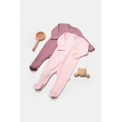 Set 2 salopete lungi Bamboo, roz, BabyCosy, 50%bumbac+50% bambus (Marime: 6-9 luni) JEMBC-CSYB9033-6