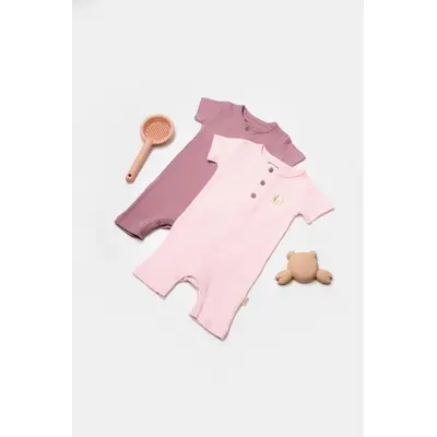 Set 2 salopete scurte Bamboo, roz, BabyCosy, 50%bumbac+50% bambus (Marime: 18-24 Luni) JEMBC-CSYB9036-18