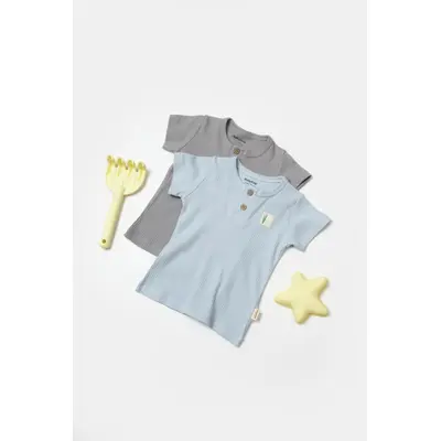 Set 2 tricouri Bamboo, blue, BabyCosy, 50% bumbac+50%bambus (Marime: 3-6 Luni) JEMBC-CSYB9023-3