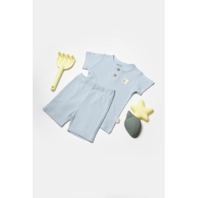 Set tricou cu pantaloni Bamboo, blue, BabyCosy, 50%bumbac+50% bambus (Marime: 6-9 luni) JEMBC-CSYB9043-6