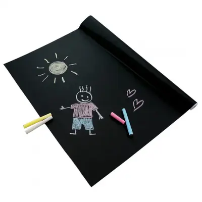 Folie autoadeziva tabla neagra 2 m lungime si set creta colorata - okepb2471153