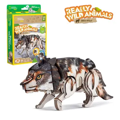 Cubic Fun - National Geographic Animale Salbatice Puzzle 3D Lup Cenusiu 58 piese ARTCUDS1073h