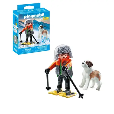 Playmobil - Figurina drumet cu animalut de colectie caine Saint Bernard ARTPM71741