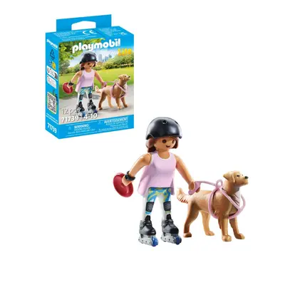 Playmobil - Figurina patinatoare cu animalut de colectie caine Retriever ARTPM71739