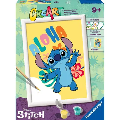 Ravensburger - CreArt pictura pe numere pentru copii Aloha Disney Stitch ARTRVSPBN23769