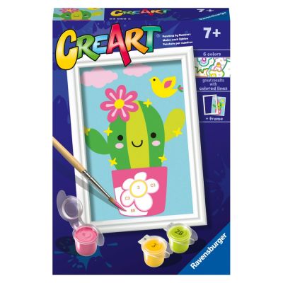 Ravensburger - CreArt pictura pe numere pentru copii cactus in ghiveci ARTRVSPBN23660