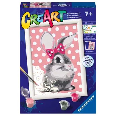 Ravensburger - CreArt pictura pe numere pentru copii iepuras cu funda ARTRVSPBN28933