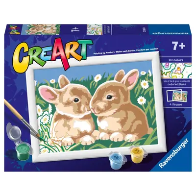 Ravensburger - CreArt pictura pe numere pentru copii iepurasi printre margarete ARTRVSPBN23563