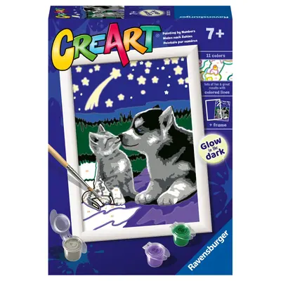 Ravensburger - CreArt pictura pe numere pentru copii prieteni care stralucesc in intuneric ARTRVSPBN20212