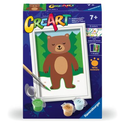 Ravensburger - CreArt pictura pe numere pentru copii urs salbatic ARTRVSPBN23968