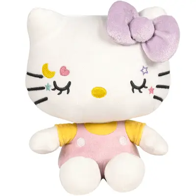 Jucarie din plus Hello Kitty In Your Eyes cu salopeta roz, 22 cm