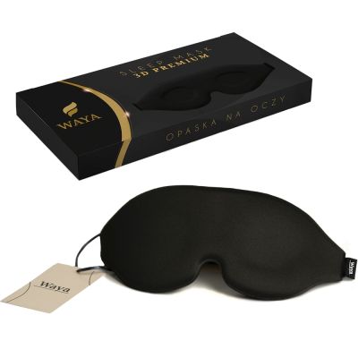 Masca de somn 3D Premium, WAYA , Poliester, Reglabila, 100% lumina blocata, Negru EKDEM-S1