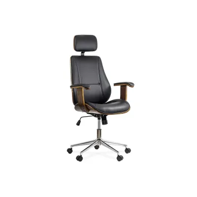Scaun directorial cu tetiera off1606, baza metalica, piele ecologica, elegant, mecanism balans, 120 kg drm10589