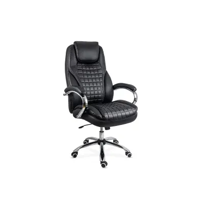 Scaun directorial off 633, piele ecologica, suport lombar, robust, mecanism de balans, brate tapitate,120 kg, negru drm10543