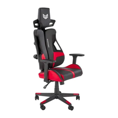 Scaun directorial pentru gaming hm nitro, piele ecologica/stofa, cotiere reglabile, multiblock, ergonomic,120 kg, negru/rosu drm10407