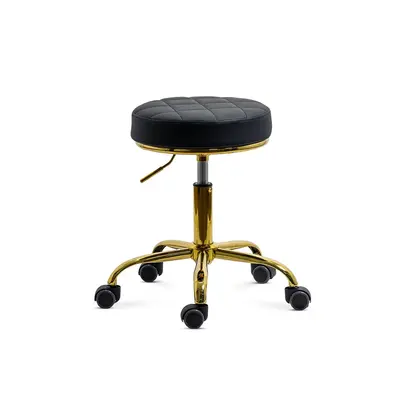 Scaun profesional off1023, rotativ, baza metalica aurie, piele ecologica, inaltime ajustabila, roti gumate, 100 kg drm10571