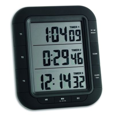 Timer si cronometru digital triplu, cu operare simultana, ceas, memorie, negru, TFA 38.2023