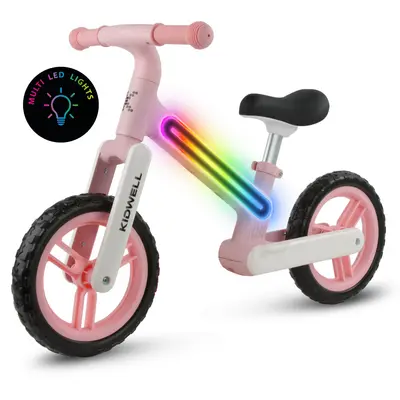 Bicicleta De Echilibru Fara Pedale Pentru Copii, Sa Reglabila, Cu Lumini Led, Roti Eva, 2 Ani+, Suno Pink, Kidwell Pjbrobisun01a0