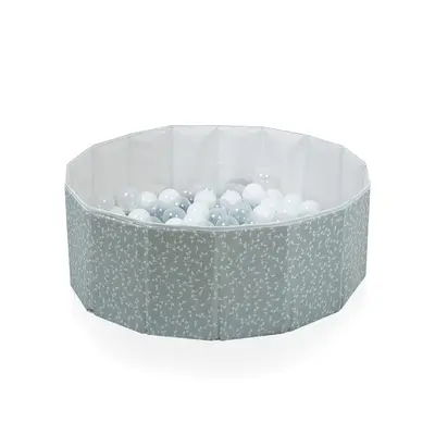 Piscina uscata pliabila cu bile, BabyJem, 30x83 cm, 100 bile albe, verde JEMbj_8622