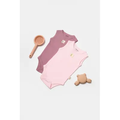 Set 2 body-uri fara maneci Bamboo, roz, BabyCosy, 50% bambus+50% bumbac (Marime: 6-9 luni) JEMBC-CSYB9012-6