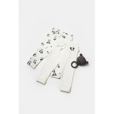 Set 2 pantaloni Panda, BabyCosy, 50%bumbac+50% bambus (Marime: 3-6 Luni) JEMBC-CSYB9059-3