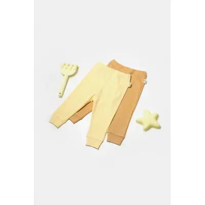 Set 2 pantaloni Bamboo, galben, BabyCosy, 50%bumbac+50% bambus (Marime: 3-6 Luni) JEMBC-CSYB9031-3