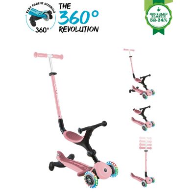 Trotineta Globber Go-Up 3 in 1 Active, Eco, rotire 360, roz pal FUNK749-310