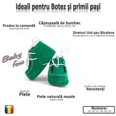 Botosei Mocasini (Culoare nappa: verde nappa, Marime: 16)