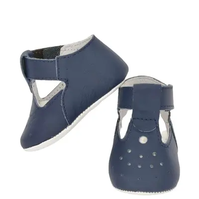 Sandale de botez T-bar (Marime: 19, Culoare nappa: bleumarin)