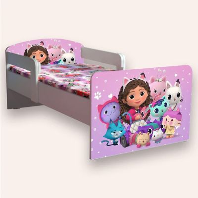 Pat Copii cu PAPUSA GABBY Mic 2-6 ani 130x60 cm cu paravane laterale Saltea SafeNest CMG51893689155924