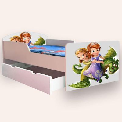 Patut copii de gradinita cu Sofia 2 Mic 2-6 ani 130x60 cm varianta cu sertar si saltea SafeNest CMG51886633582932