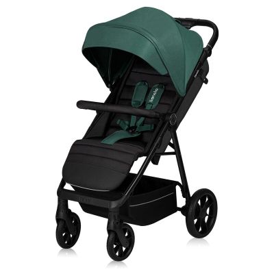 Carucior sport, Lionelo, Mira, Maner reglabil in 5 pozitii, Spatar si suport de picioare reglabile, Plasa de tantari si suport biberon incluse, Pana la 22 kg, 6 luni+, Conform cu EN1888-1, EN1888-2, Testare SGS, Verde BYNLO-MIRA_GREEN_EMERALD
