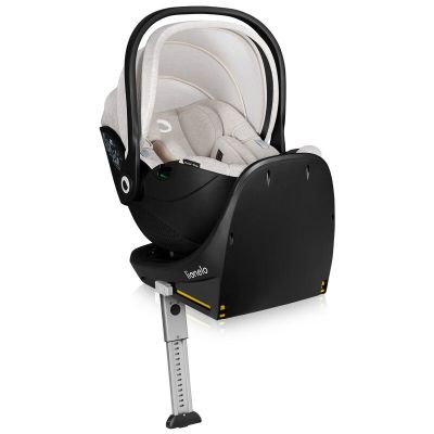 Scoica auto, Lionelo, Moxie, i-Size, Include baza rotativa 360 cu picior de fixare, 40-87 cm, Tetiera reglabila, intarita cu spuma de memorie, Carcasa ventilata, Din bambus, Protectie avansata, Conform R129, Bej BYNLO-MOXIE_I-SIZE_SET_BEIGE_SAND