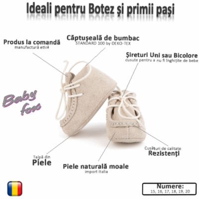 Botosei Mocasini (Culoare nappa: Ivory, Marime: 16)