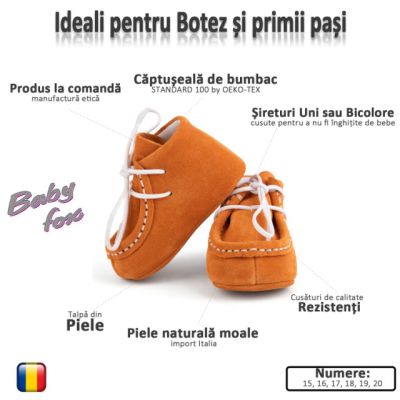 Botosei Mocasini (Marime: 18, Culoare nappa: Portocaliu)