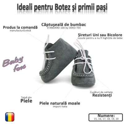 Botosei Mocasini (Marime: 18, Culoare nappa: gri)